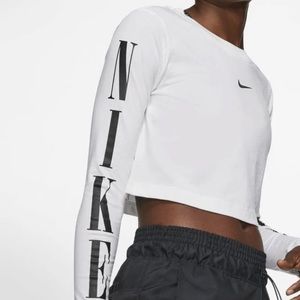 Nike cropped black long sleeved tee